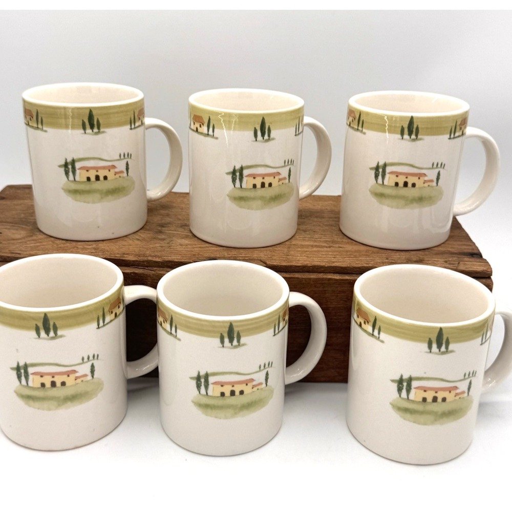 Coffee Mugs Lot of 6 Farberware Stoneware Santa Barbara  10‎ oz Southwest VTG